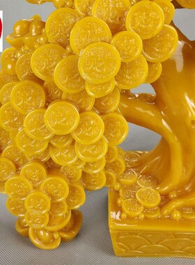 仿玉石寿山石田黄石发财树客厅y办公室玄关大摆件家居装饰山水摆