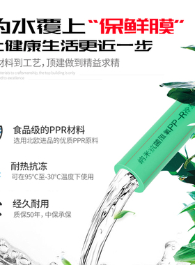 顶建绿ppr冷热水管管材4分20管子6分25给水自来1寸32热熔配件接头