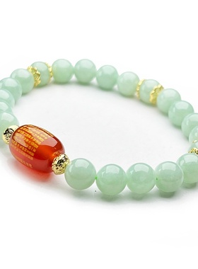 新款缅甸翡翠天然绿圆珠转运手链路路通珠宝批发绿松石配饰