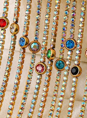 圆形锆石十二生辰石简约手链女时尚高级感炉内18K金不锈钢不掉色