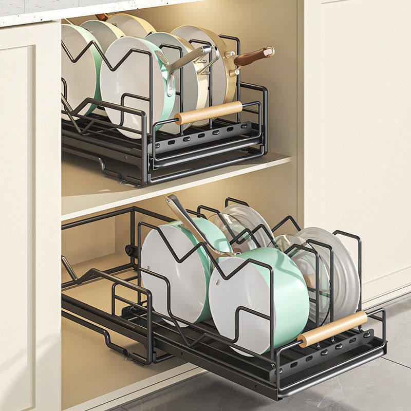 锅具收纳拉篮厨房置物架下水槽橱柜内炒锅架抽拉式锅盖砧板分隔架,淘宝优惠券,粉丝福利购,淘宝优惠卷