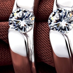 气质仿真白金钻石男女情侣活口结婚戒指韩版铜镀银镶单钻开口