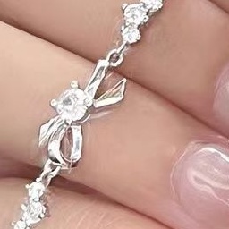 小碎钻蝴蝶结手链女轻奢小众2023年新款礼物送女友精致水晶