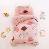 Kindergarten Quilt Three Sets Winter Milk Suede Double Face Suede Baby Entrance with Core Six Covered Coral Suede Bedding