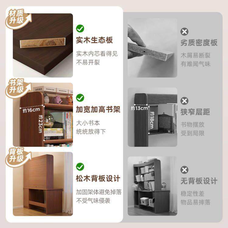 实木书桌学生家用学习写字桌卧室书架一体桌子书柜抽屉成人电脑桌,淘宝优惠券,粉丝福利购,淘宝优惠卷