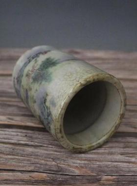特价覆古清光绪粉彩山水纹笔筒家居装饰摆件古玩瓷器彷古做旧收藏