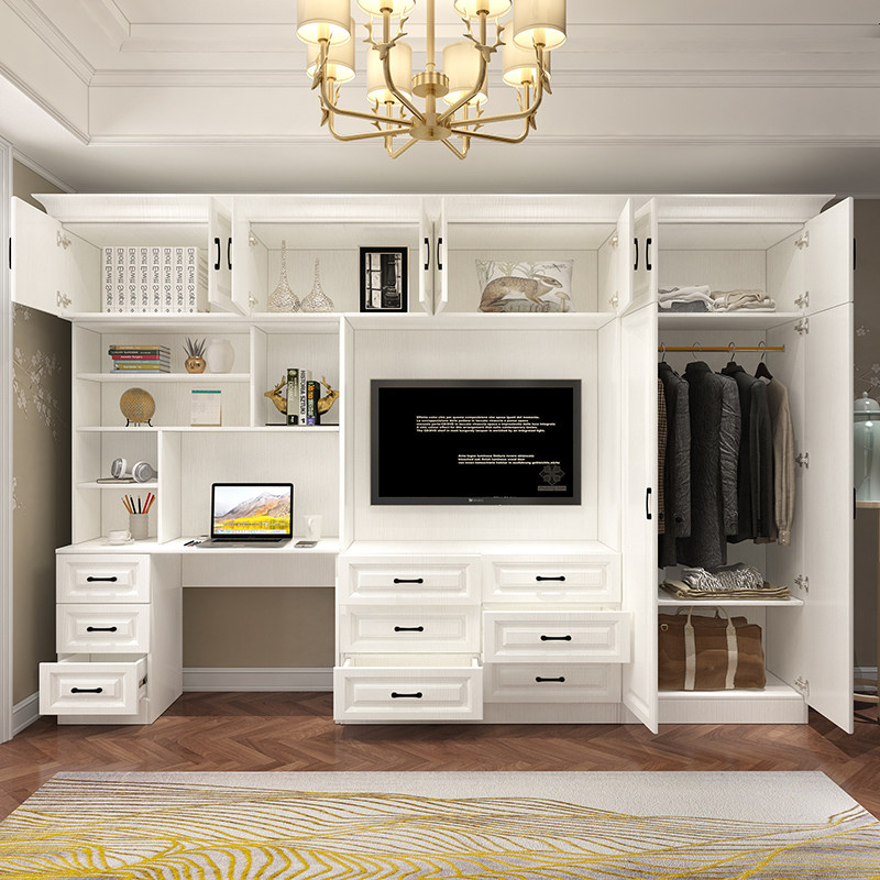 精选衣柜电视柜一体卧室组合衣柜写字桌组合整体衣柜电视柜背景墙,淘宝优惠券,粉丝福利购,淘宝优惠卷