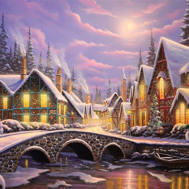 DIY方钻满钻钻石画钻石绣雪夜小镇夜景贴钻点钻十字绣带钻套件,淘宝优惠券,粉丝福利购,淘宝优惠卷