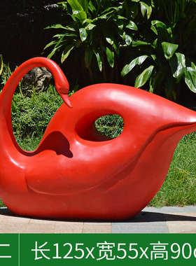 抽象艺术定制玻璃钢天鹅雕塑花园展馆小区售楼部落地动物摆件美陈