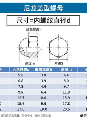 M4M5M6M8尼龙盖型螺母盖形螺母螺帽装饰盖帽塑料螺母塑料螺帽7L