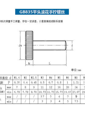 GB835黑色平头滚花手拧螺丝镀黑锌大头手拧螺钉m3m4m5m6m8m10