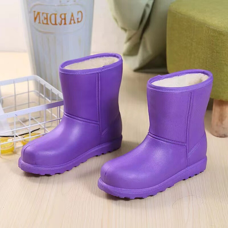 新款加绒女雪地靴EVA保暖雨靴防水高帮工作鞋冬季女鞋子厂家