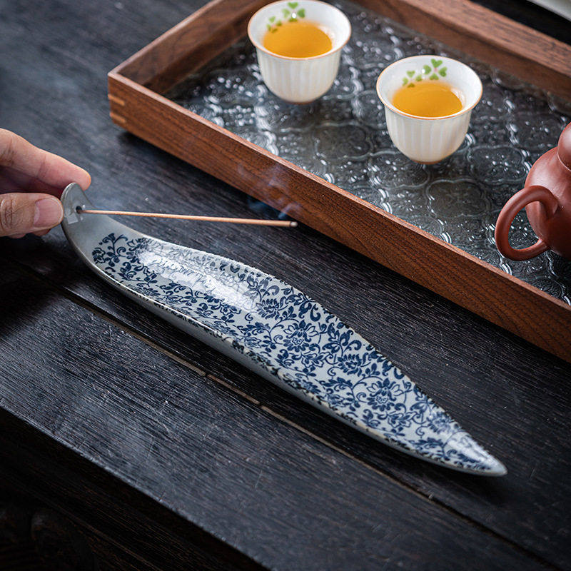 创意线香插香座禅意中式陶瓷斜香插摆件复古卧香炉插香器插香底座,淘宝优惠券,粉丝福利购,淘宝优惠卷