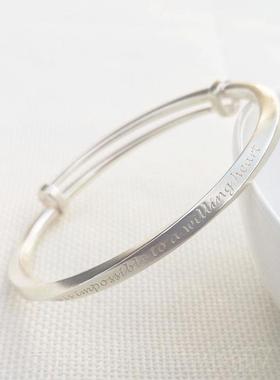 高档纯原创定制刻字99银9送莫比乌斯女生手镯女朋友闺蜜手环银DIY