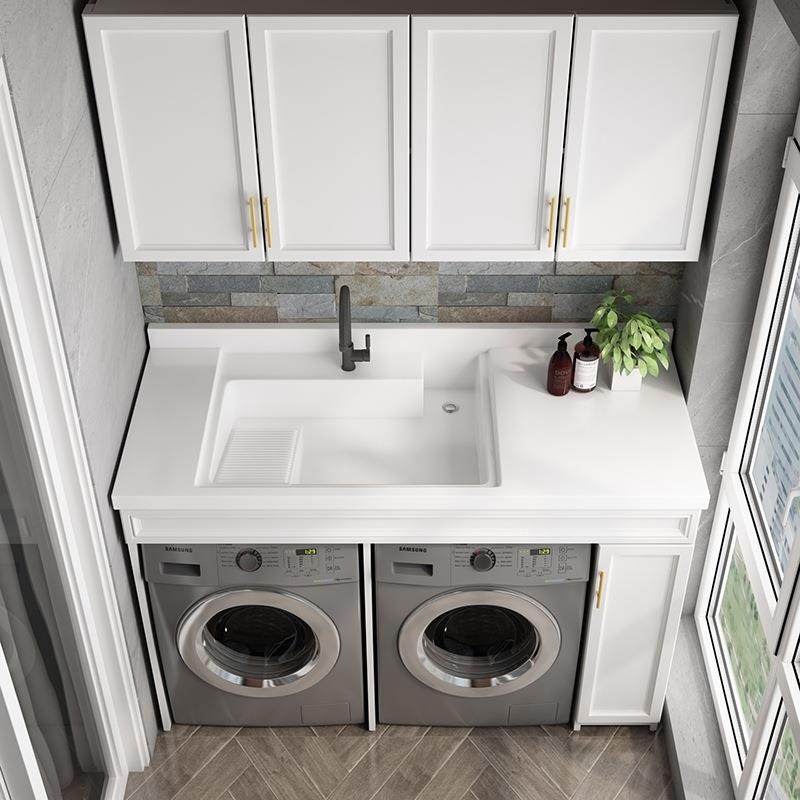 阳台太空铝洗衣柜双机位洗烘一体柜带搓衣板洗衣池洗衣机柜,淘宝优惠券,粉丝福利购,淘宝优惠卷