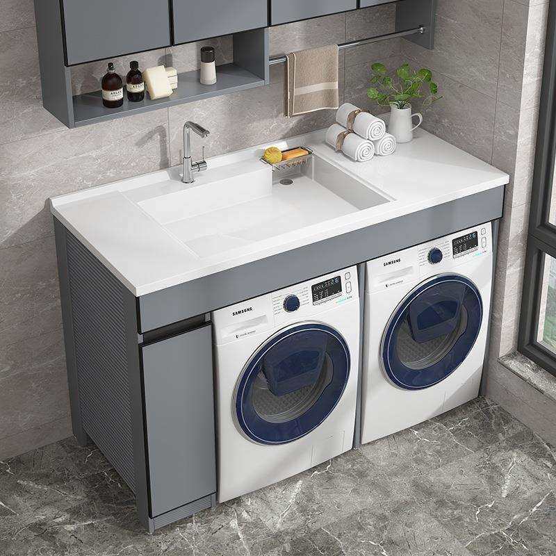 阳台太空铝洗衣柜双机位洗烘一体柜带搓衣板洗衣池洗衣机柜,淘宝优惠券,粉丝福利购,淘宝优惠卷