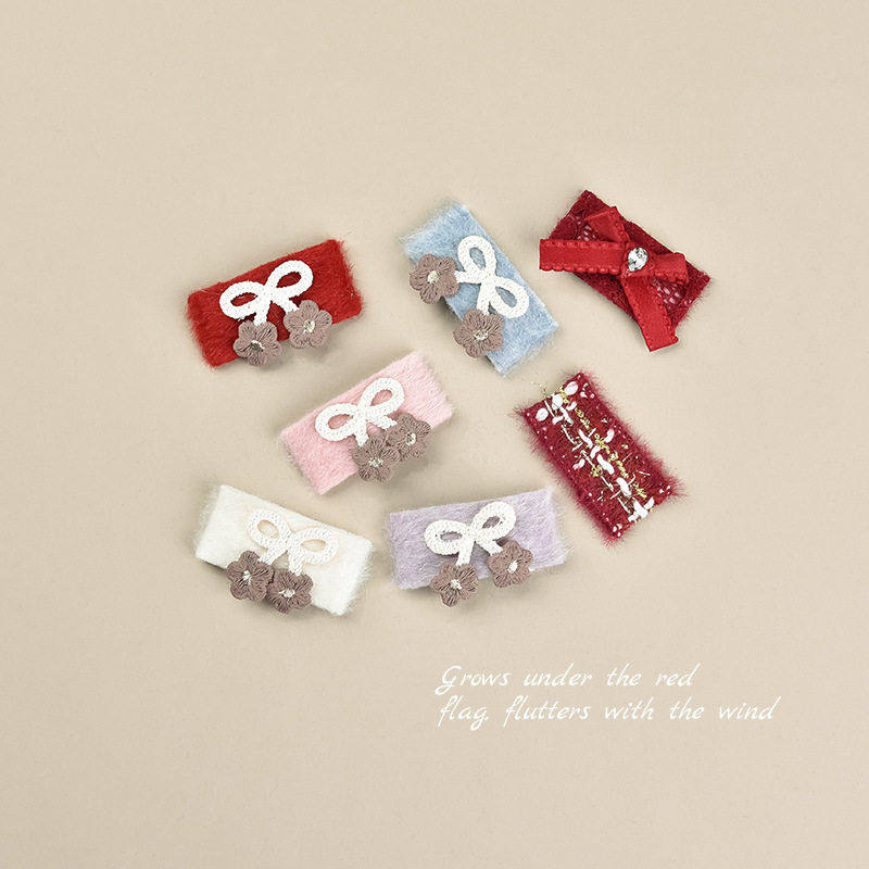 儿童蝴蝶结发夹bb夹毛绒布艺边夹可爱女童纯色发卡韩版头饰品,淘宝优惠券,粉丝福利购,淘宝优惠卷