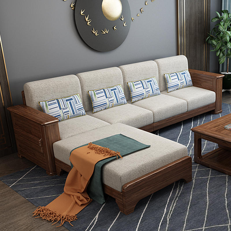 胡桃木全实木沙发组合新中式客厅家具现代简约套装轻奢小户型沙发
