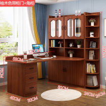 2023 new solid wood desk bookshelf combined corner computer desk desktop bookcase integrated student learn writing desk