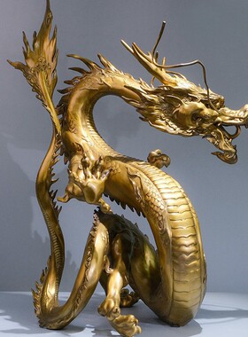 云端蛟龙转乾坤青龙摆件生肖祥龙彩绘黄铜瑞龙轻奢工艺品