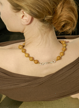 LOOM原点回响串珠项链手链wood木纹石天然石哑光S925银度假风设计