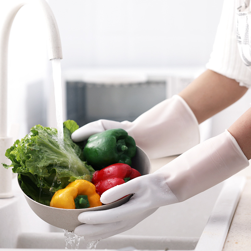 洗碗手套女家用厨房耐用型贴手防水胶皮手套刷碗做家务清洁洗衣服 - 图2