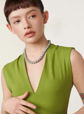 桑蕾简-圆形单层项链迷雾灰2025春夏新款爆款