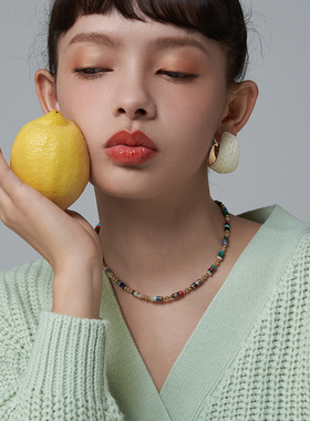 桑蕾复古碎片串珠项链女时尚小众设计2025春夏新款