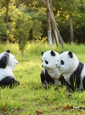 户外仿真熊猫雕塑l摆件庭院装饰花园别墅院子动物园林景观公园草