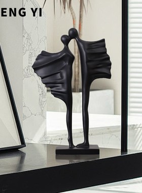 诚艺简约抽象人物黑白摆件客厅家居玄关柜办公室S内桌面艺术品摆