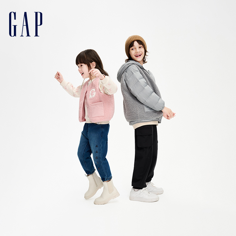 Gap男童冬季款LOGO可脱卸2合1羽绒服夹克保暖连帽两件套836921