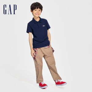 Gap男童春季2024新款贴袋纯色宽松束脚卡其裤儿童装休闲裤890280