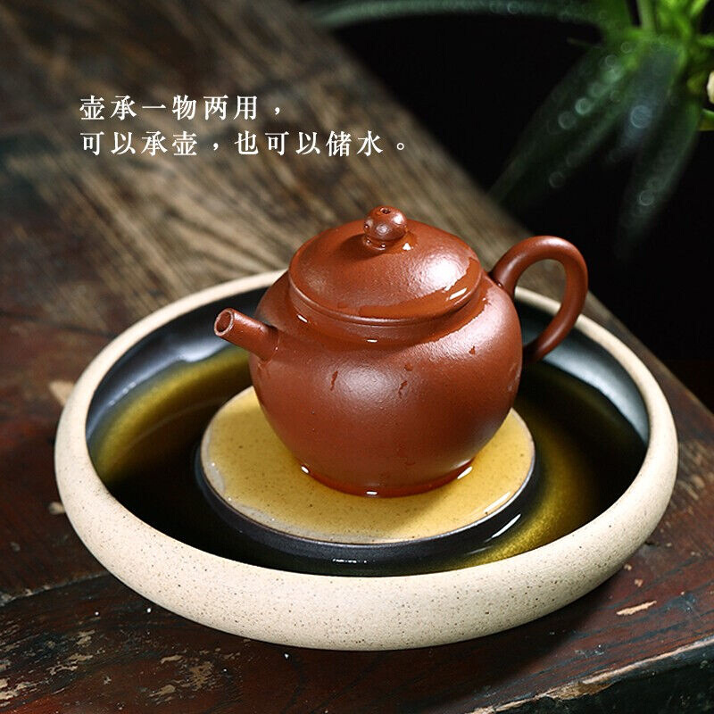 紫砂壶垫壶托日式干泡茶盘粗陶茶台陶瓷茶托功夫茶具配件壶承-图1