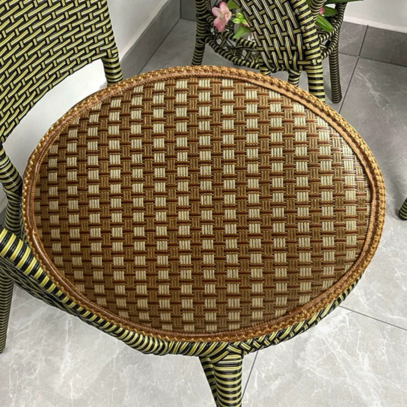 冬夏两用加厚藤席圆形坐垫圆凳垫毛绒垫耐脏夏天坐垫松紧圆凳垫子