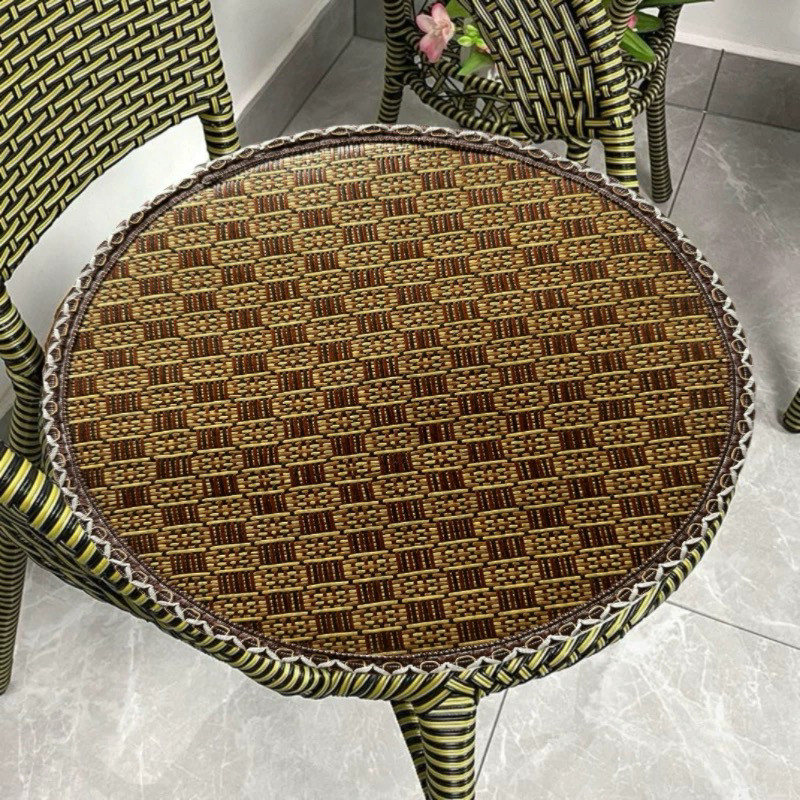 冬夏两用加厚藤席圆形坐垫圆凳垫毛绒垫耐脏夏天坐垫松紧圆凳垫子