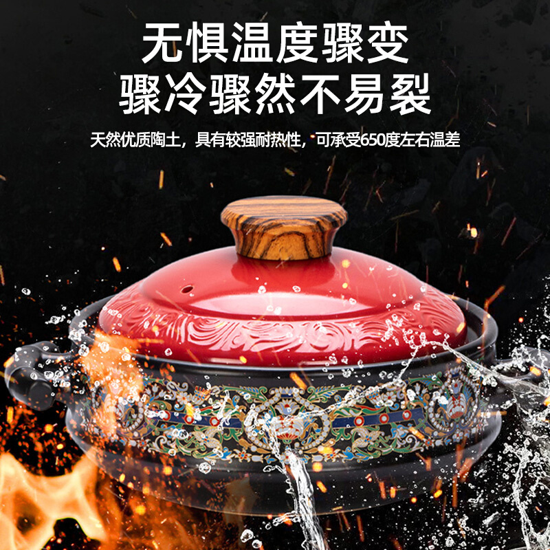 冠砂锅炖锅耐高温干烧不裂煲仔饭煤气灶专用煲汤陶瓷煲家用小 - 图1