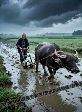 乡村风景农民伯伯春耕温馨贴纸客