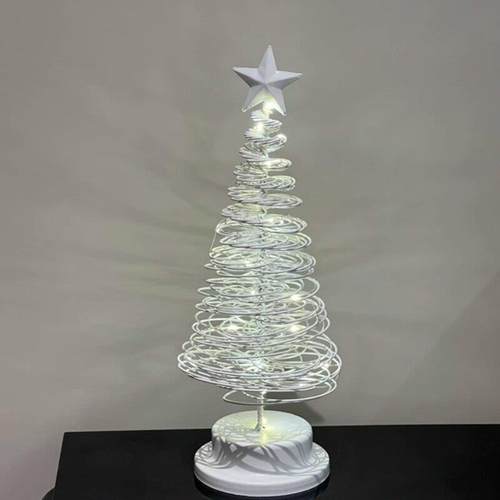 桌面圣诞树螺旋小夜灯迷你小型装饰卧室家用星星灯小摆件节日礼物 - 图0