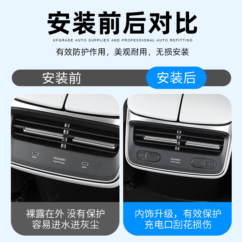 适用于智界S7后排充电口保护盖type-c专用防护罩内饰改装汽车用品 - 图2