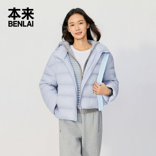 本来国内正品代购BNT160023女士防泼水90绒加厚保暖连帽羽绒服 - 图2