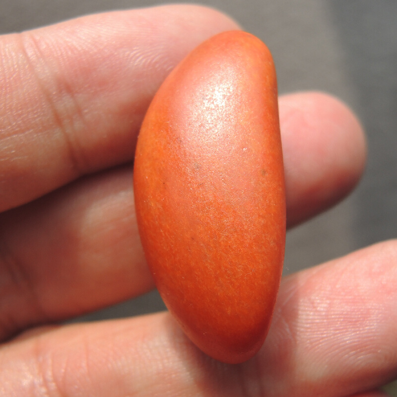 方言和田玉珍藏标本级罕见金橘红色原生一口气黄玉籽料原石玩料R