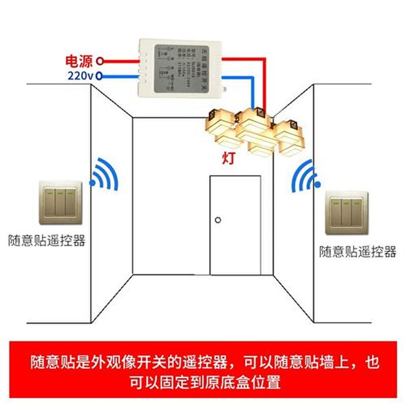 免布线双控智能遥控开关无线开关面板家用灯具220v单路86型随意贴 - 图0