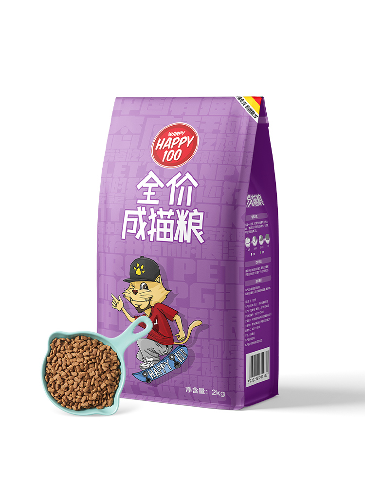 顽皮Happy100全价猫粮成猫专用增肥发腮全价营养蓝猫英短2kg4斤
