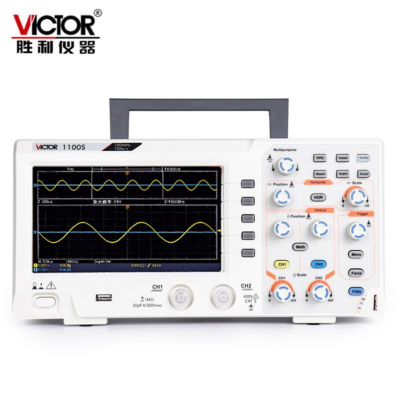 VICTOR胜利VC1100S数字储存双通道示波器100MHz 超薄台式示波器 - 图1