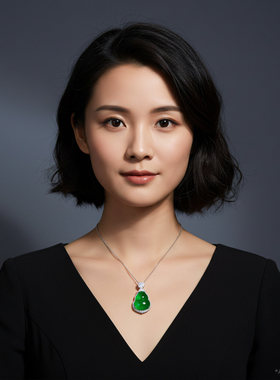 AILEQ天然玉髓大胖葫芦吊坠满绿福禄女项坠银项链正阳绿媲美翡翠
