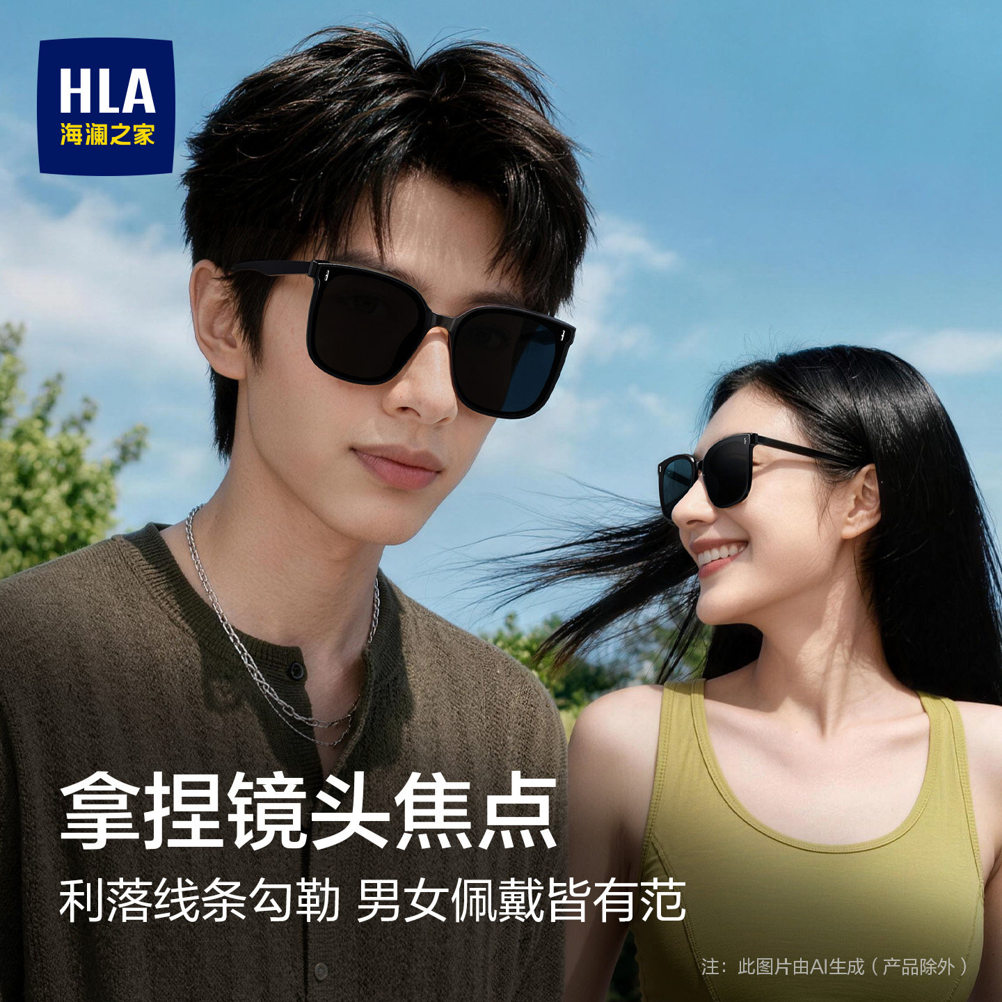 Classic black super sunglasses, versatile and anti-UV
