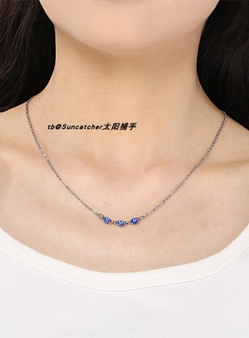 树脂蓝眼睛锁骨链毛衣链