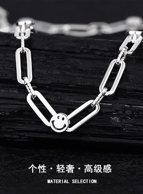笑脸纯银项链小众轻奢