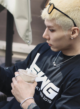 满钻健身潮牌哑铃项链