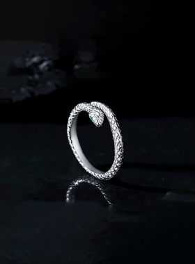 S999纯银蛇形戒指逆爱对戒